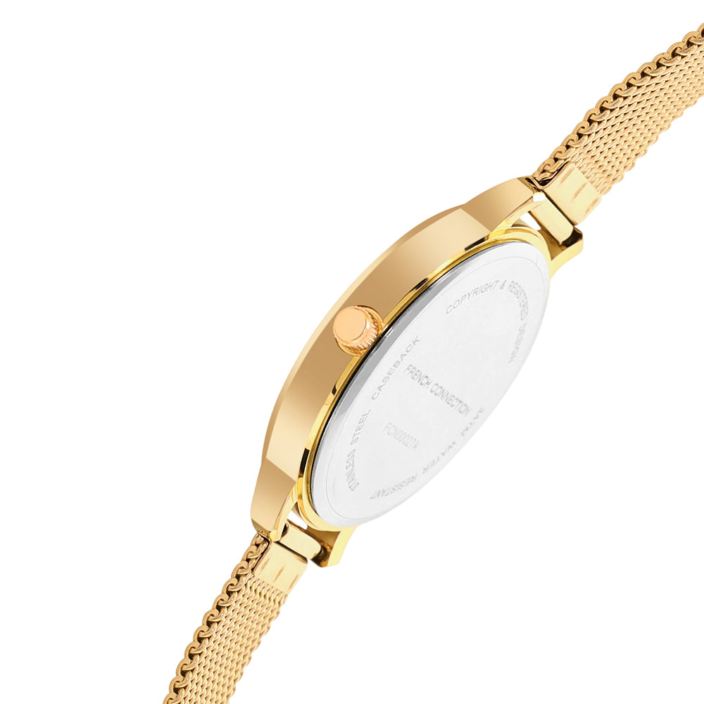 French Connection Analog Gold Mesh Strap Women's Watch-FCN00027A
