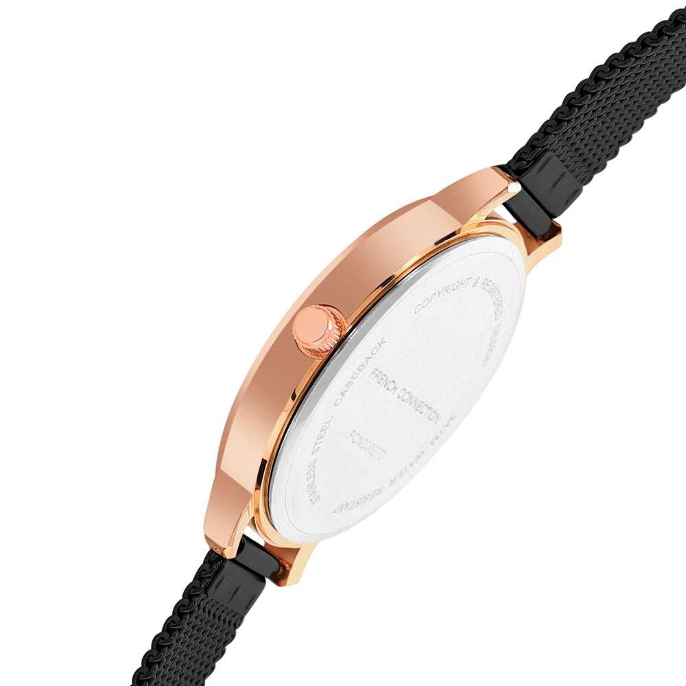 French Connection Analog Black Mesh Strap Women's Watch-FCN00027D