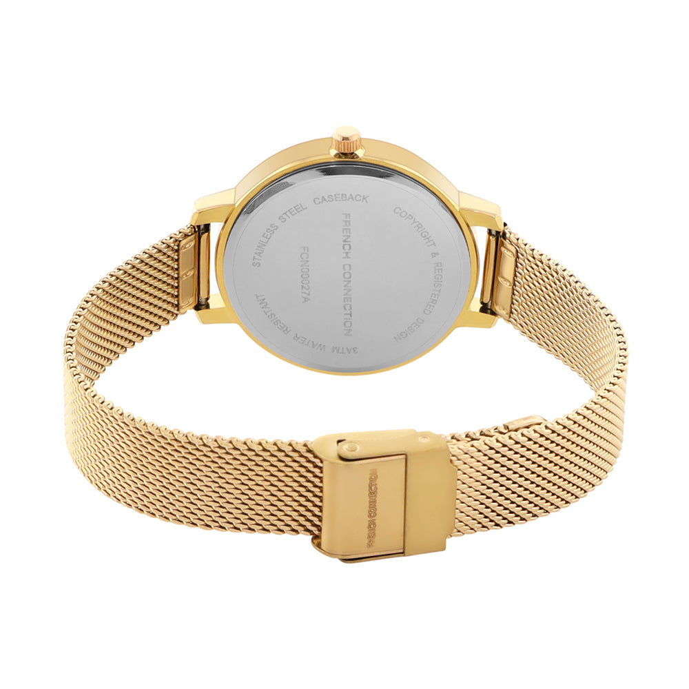 French Connection Analog Gold Mesh Strap Women's Watch-FCN00027A
