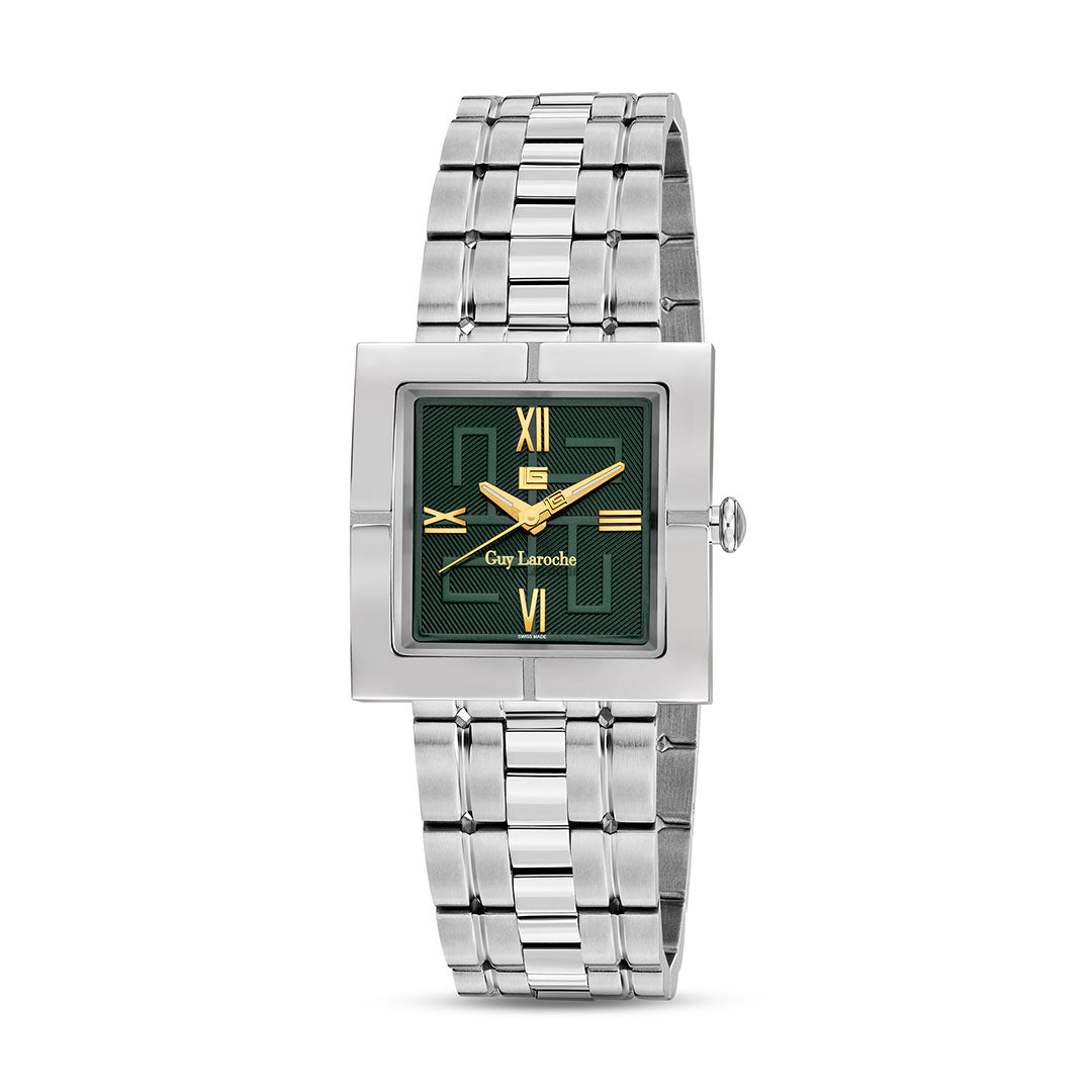 Guy Laroche Camille 3 Hands Green Square Dial SWISS MADE Watch for Men - GLWGG0000222