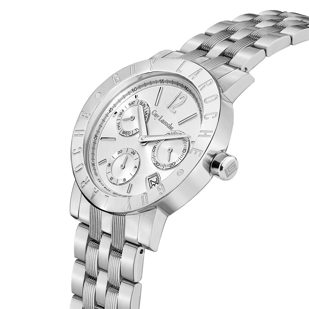 Guy Laroche Alex Multifunction Round Dial Silver SWISS MADE Watch for Men - GLWGG0000118