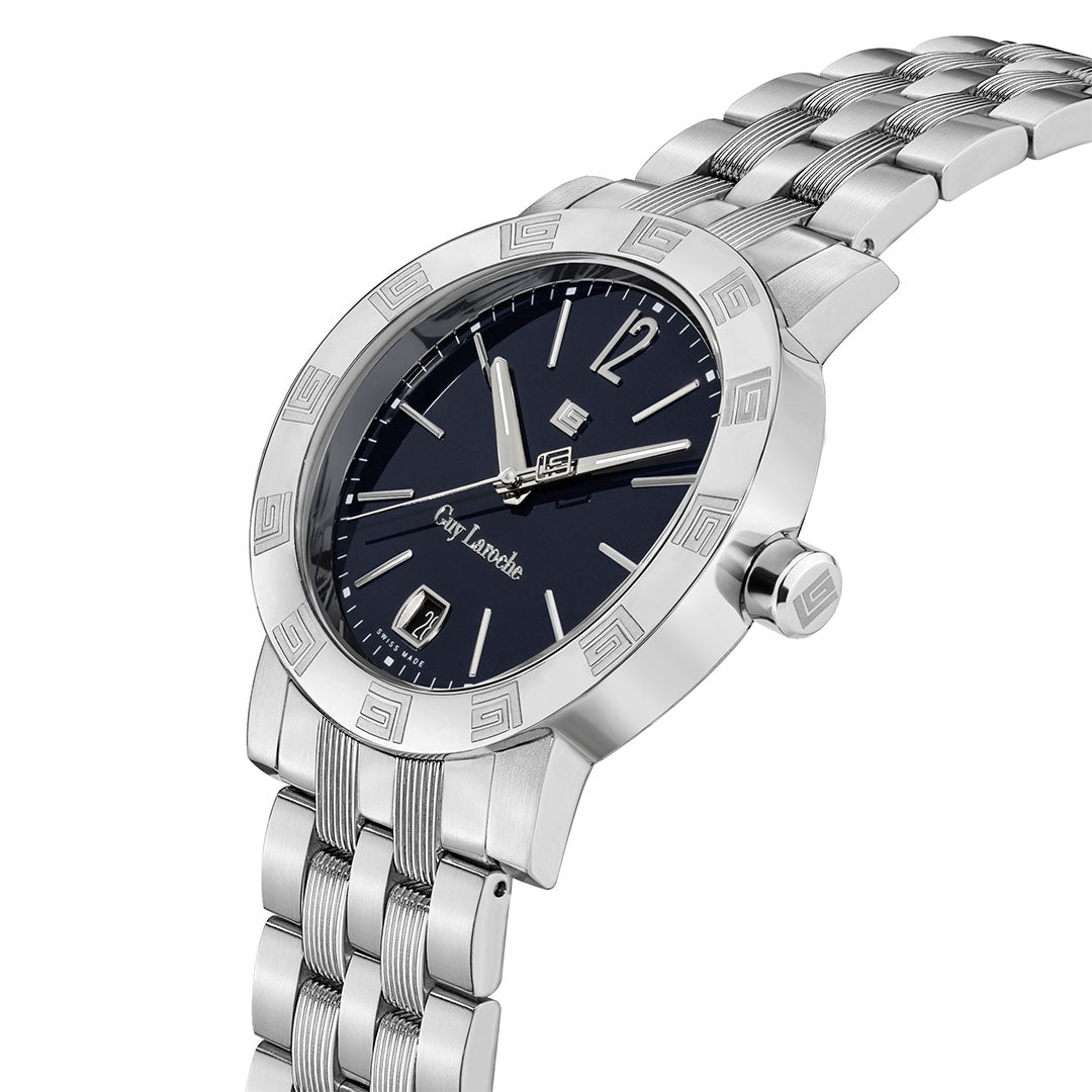 Guy Laroche Alex 3 Hands Round Dial Blue SWISS MADE Watch for Men - GLWGG0000106