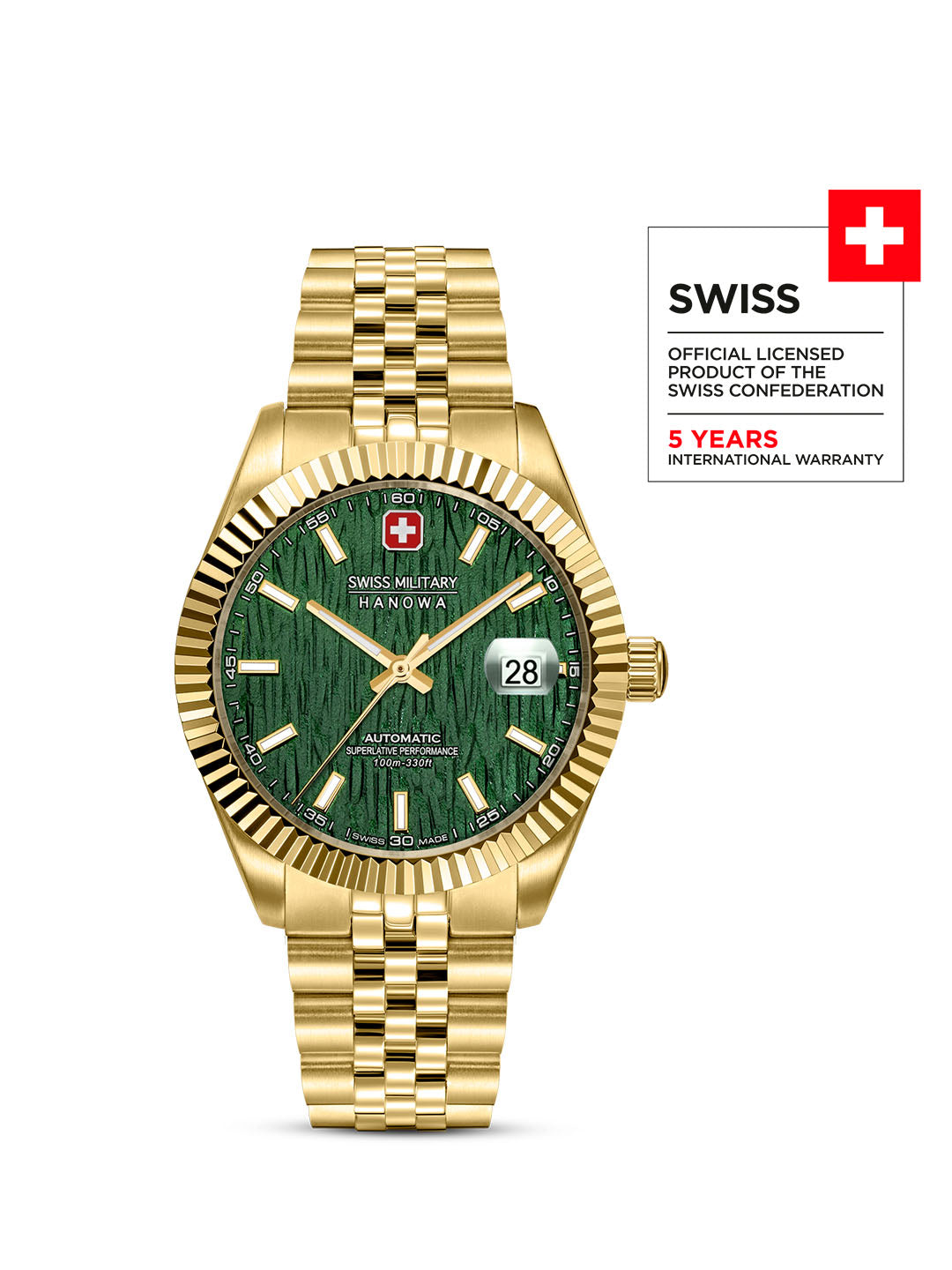Swiss Military Hanowa Master Diligenter Green Round Dial Automatic Swiss Made Watch For Mens-SMWGL0005412