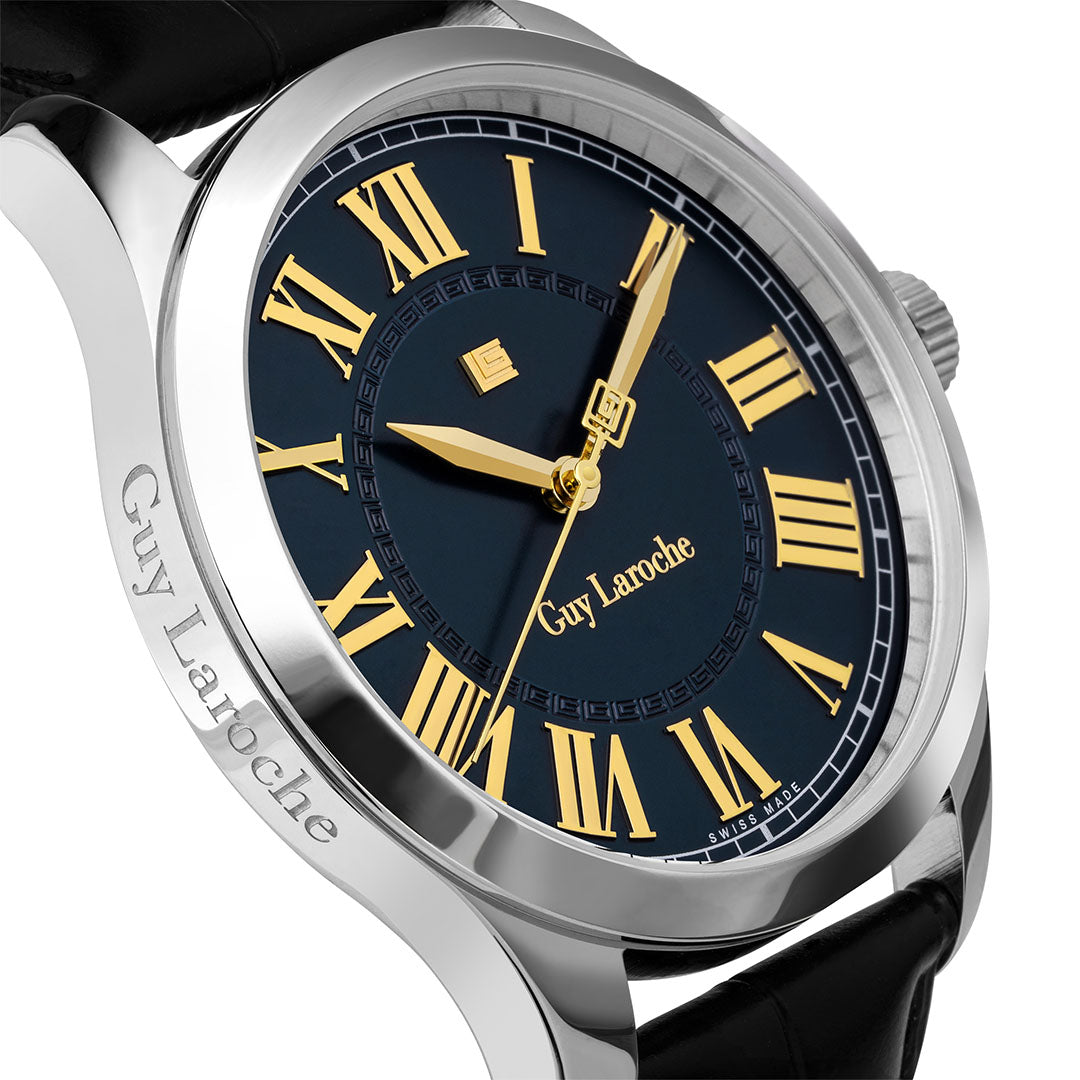 Guy Laroche Louis 3 Hands Round Dial Blue SWISS MADE Watch for Men - GLWGA0001102