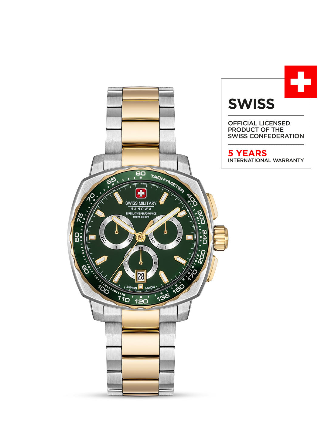 Swiss Military Hanowa SPEEDWELL Green Round Dial Chronograph Swiss Made Watch For Mens-SMWGI0006804