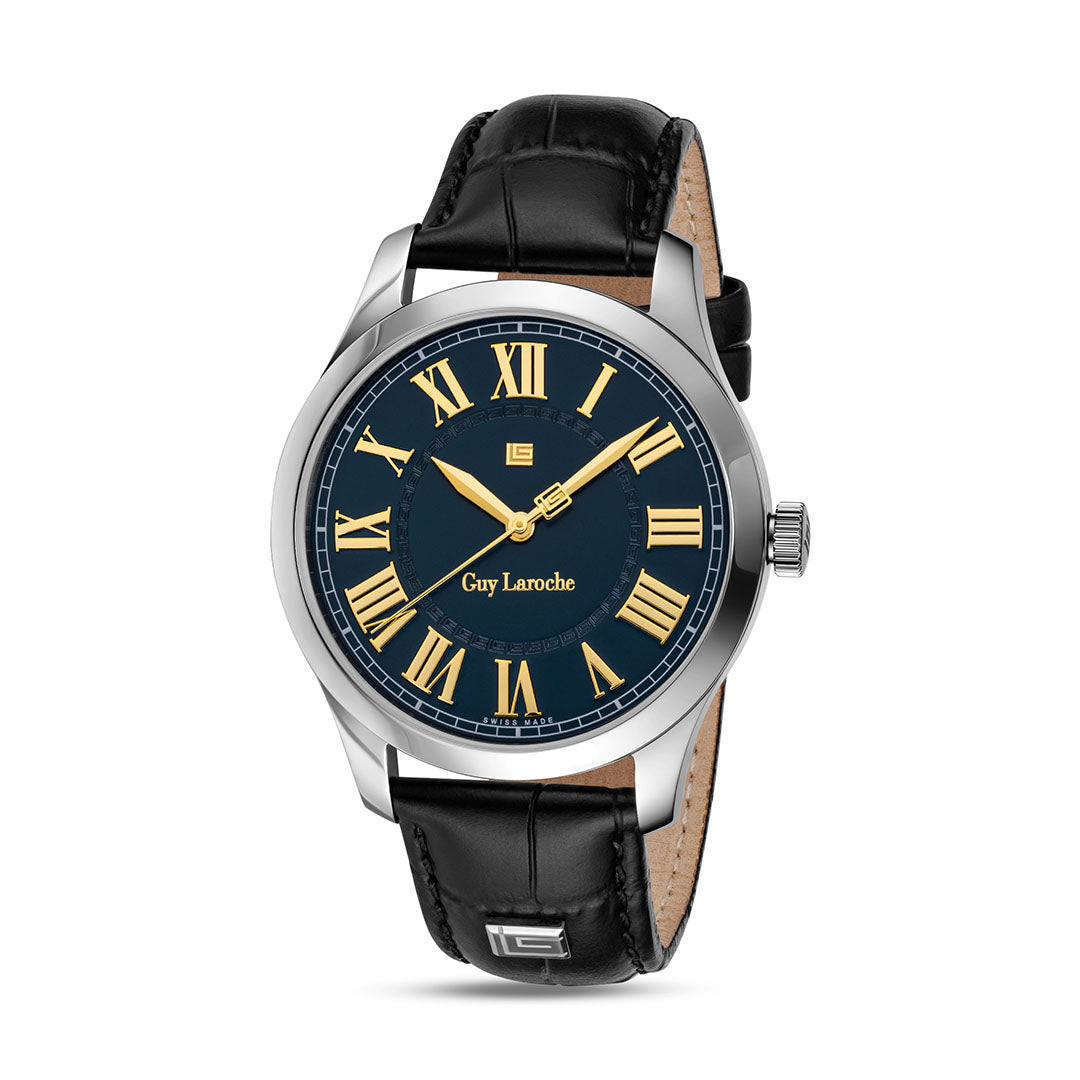 Guy Laroche Louis 3 Hands Round Dial Blue SWISS MADE Watch for Men - GLWGA0001102