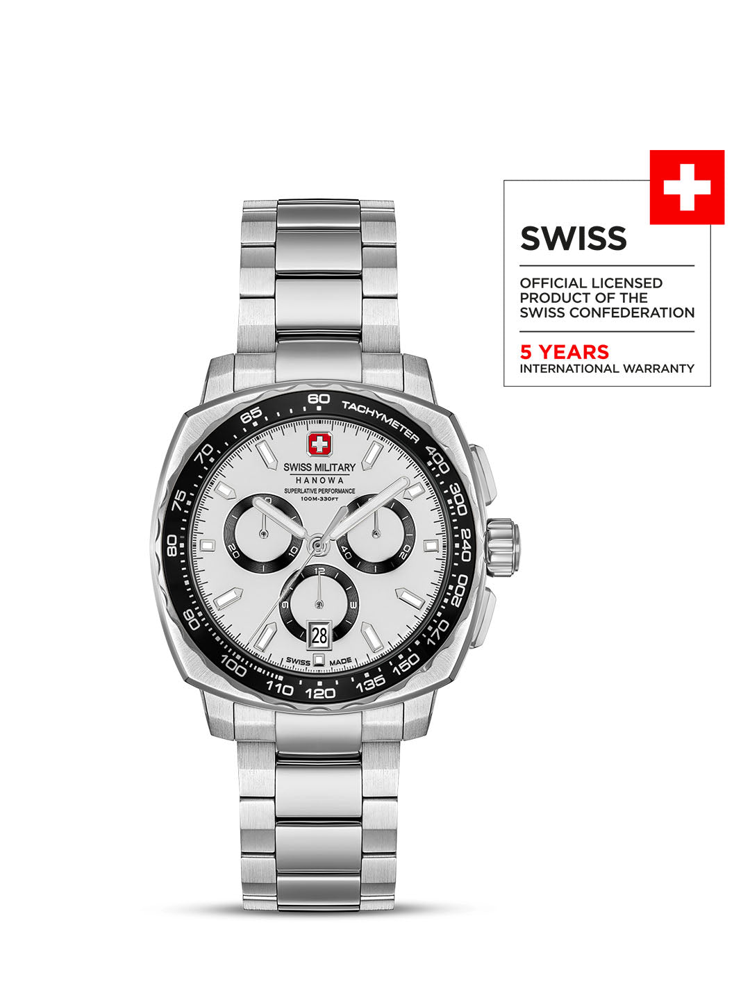 Swiss Military Hanowa SPEEDWELL White Round Dial Chronograph Swiss Made Watch For Mens-SMWGI0006801