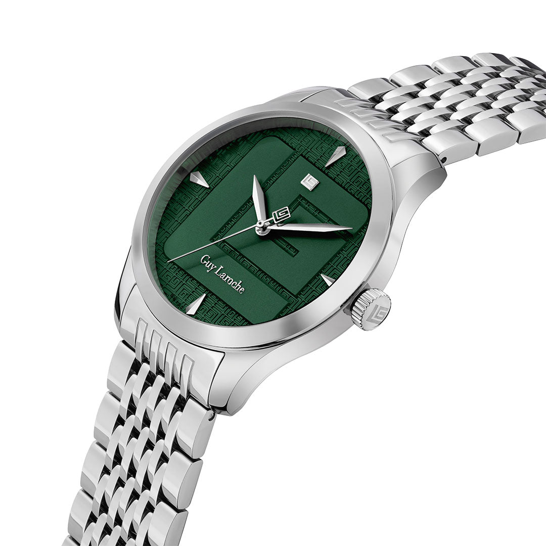 Guy Laroche Maxime 3 Hands Round Dial Green SWISS MADE Watch for Men - GLWGG0001202