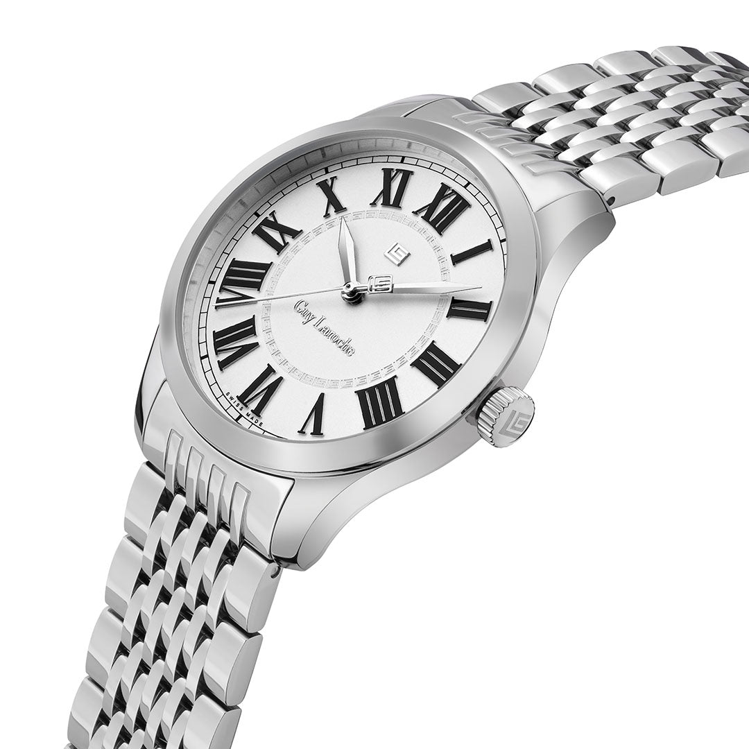 Guy Laroche Louis 3 Hands Round Dial Silver SWISS MADE Watch for Men - GLWGG0001103