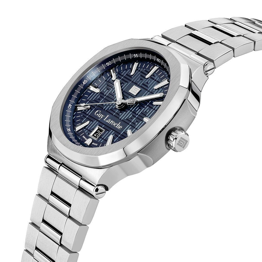 Guy Laroche Charlie 3 Hands Round Dial Blue SWISS MADE Watch for Men - GLWGG0000305