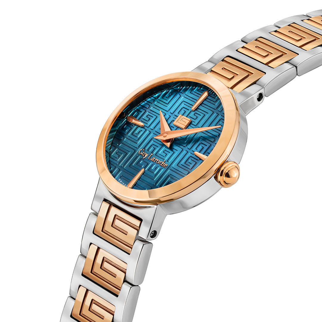 Guy Laroche Ariane 2 Hands Blue Round Dial MOP SWISS MADE Watch for Women - GLWLG0001004