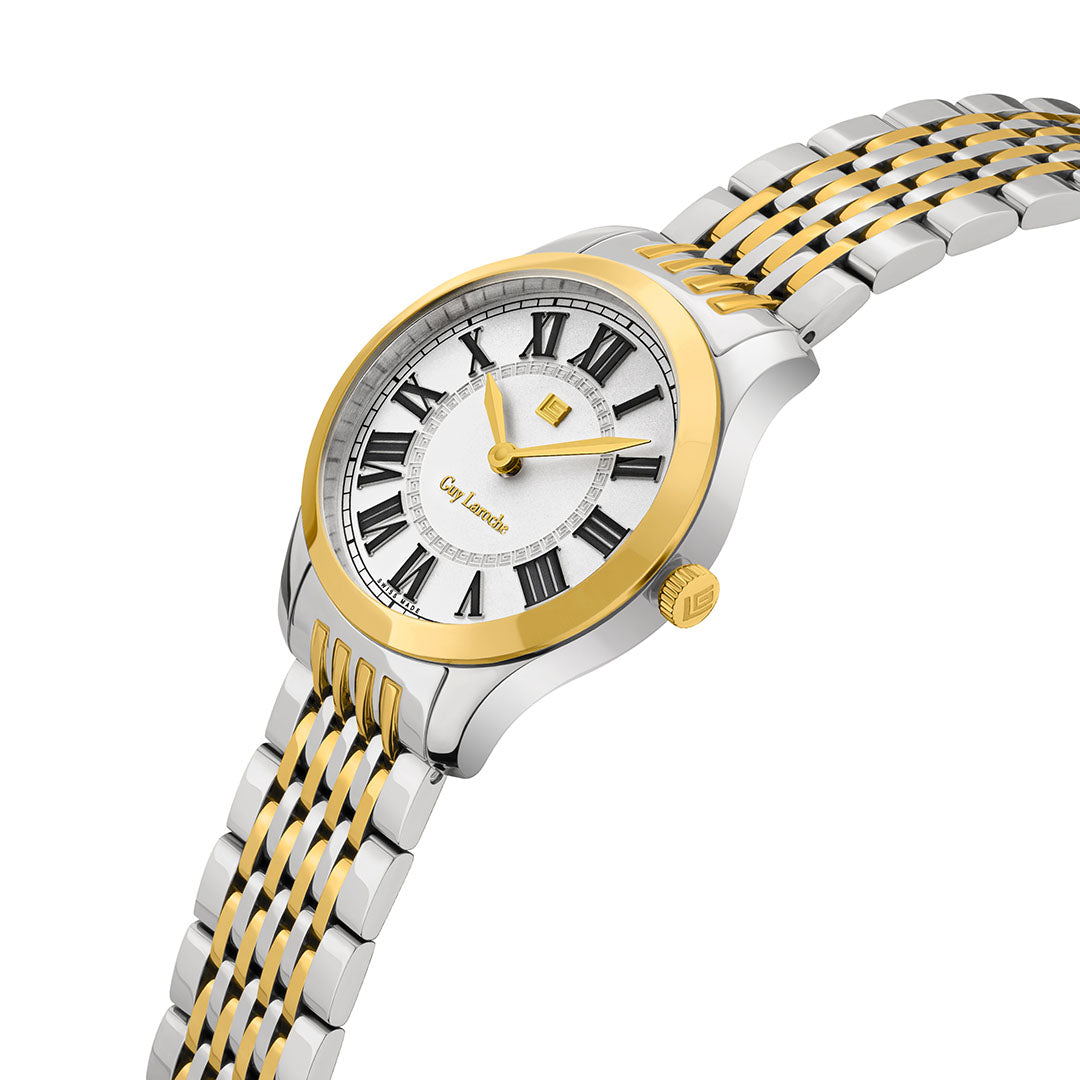 Guy Laroche Louis 2 Hands White Round Dial SWISS MADE Watch for Women - GLWLG0001105