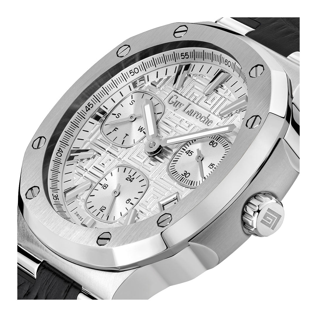 Guy Laroche Charlie Multifunction Round Dial Silver SWISS MADE Watch for Men - GLWGA0000308