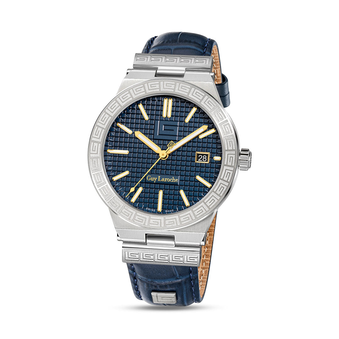 Guy Laroche Sacha 3 Hands Blue Round Dial SWISS MADE Watch for Men - GLWGA0000402