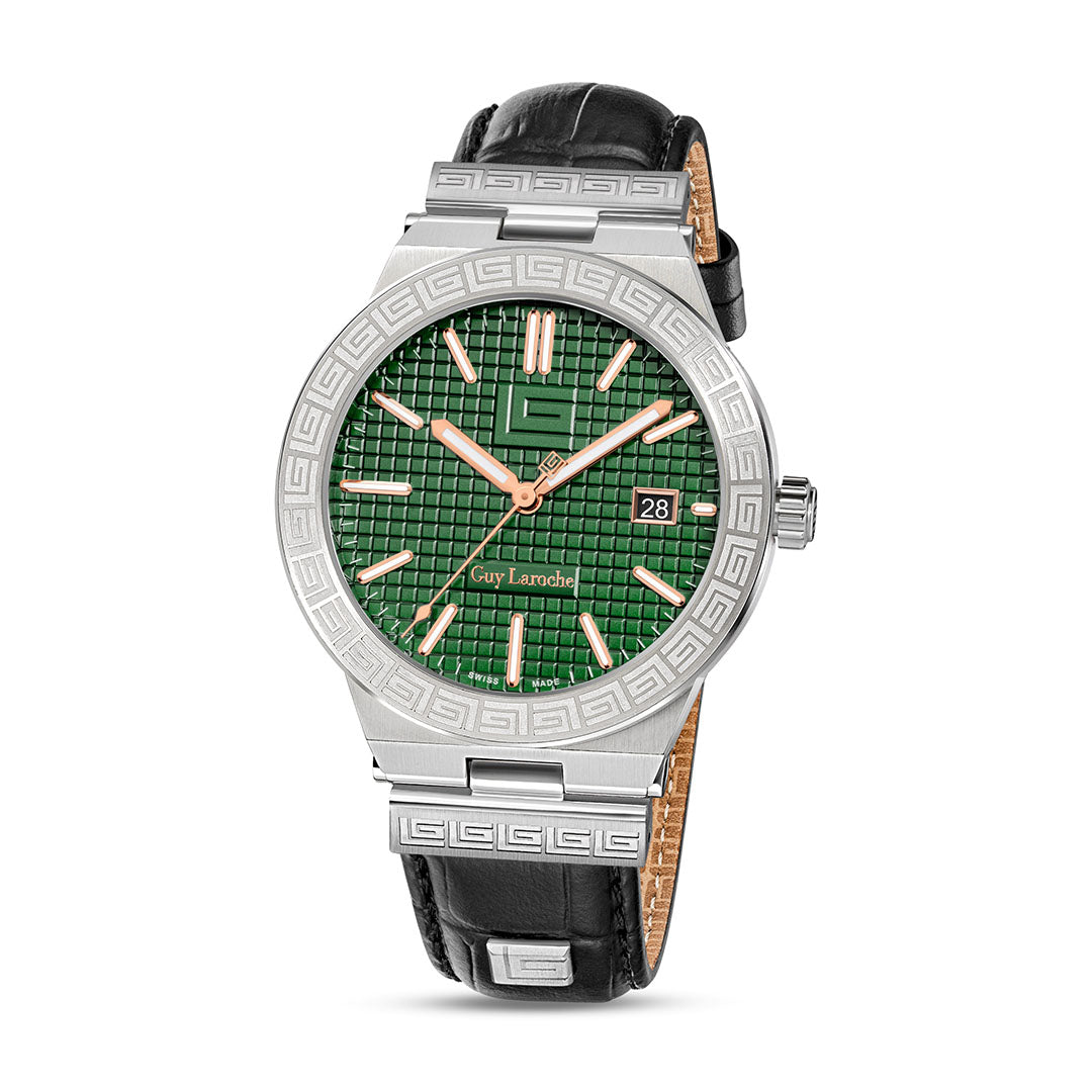 Guy Laroche Sacha 3 Hands Green Round Dial SWISS MADE Watch for Men - GLWGA0000403