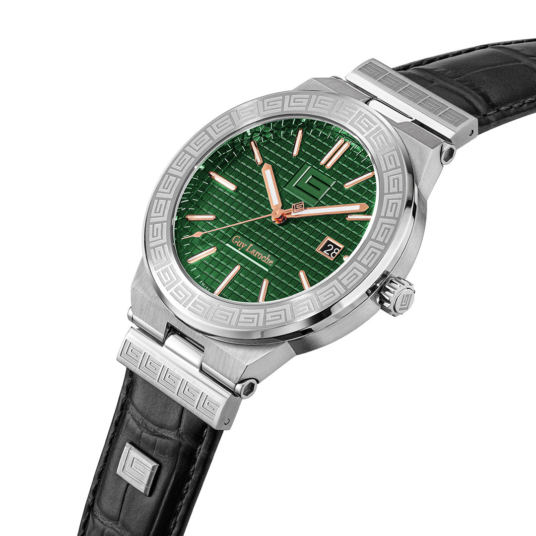 Guy Laroche Sacha 3 Hands Green Round Dial SWISS MADE Watch for Men - GLWGA0000403