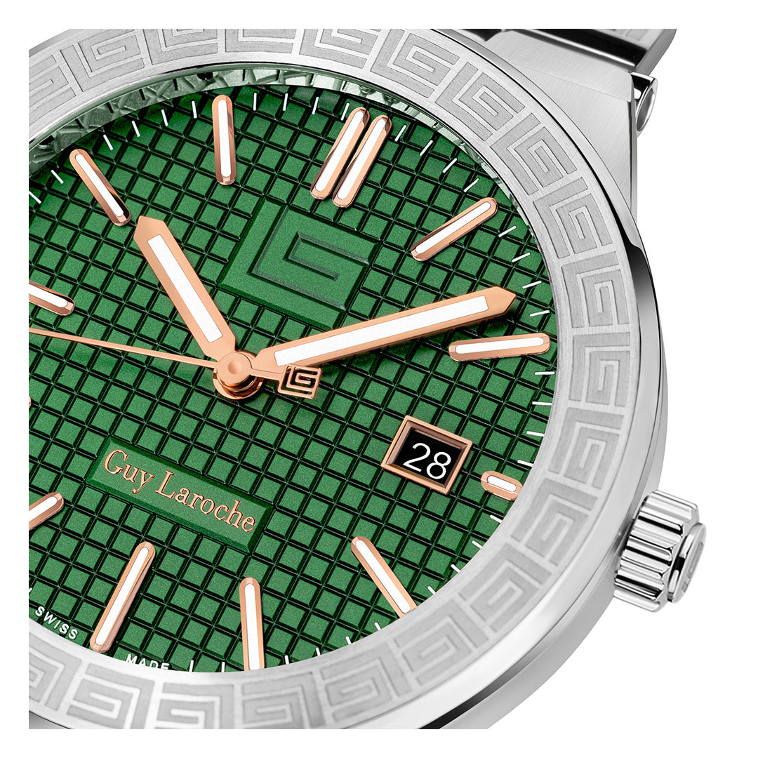 Guy Laroche Sacha 3 Hands Green Round Dial SWISS MADE Watch for Men - GLWGA0000403