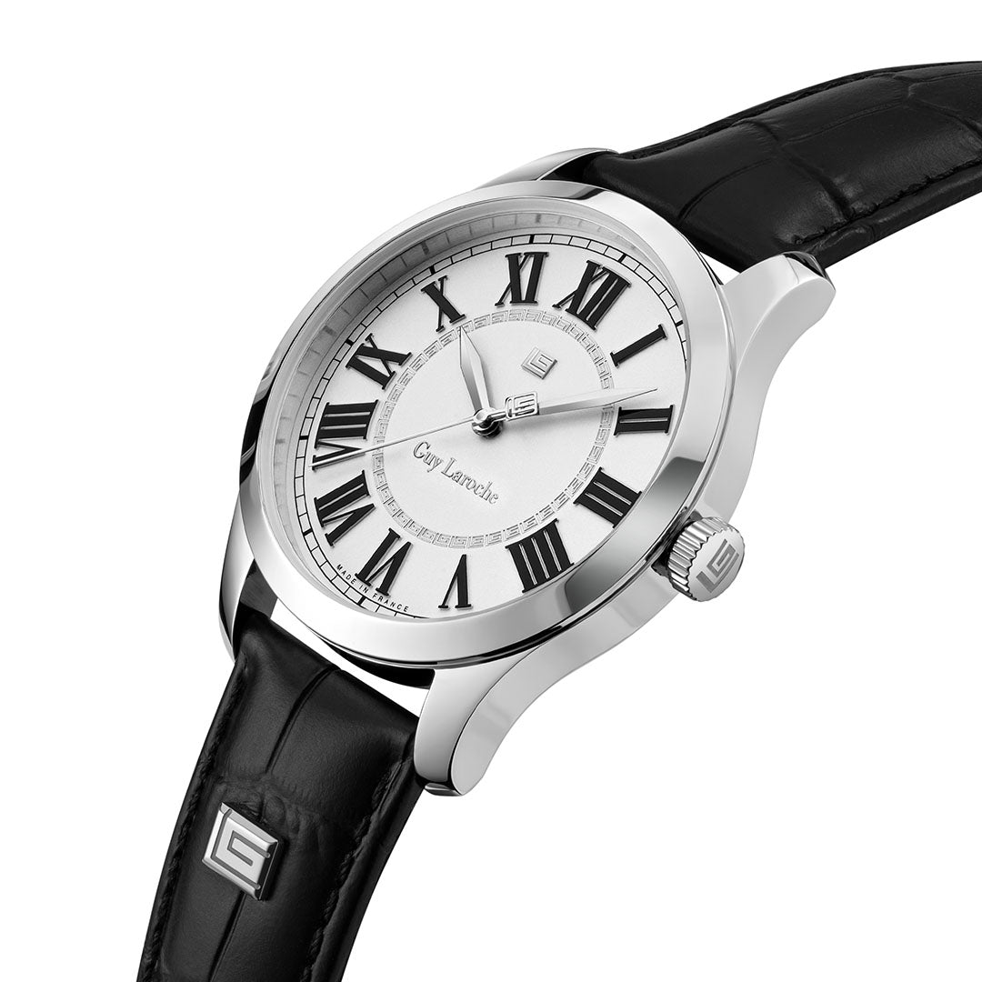 Guy Laroche Louis 3 Hands Round Dial White SWISS MADE Watch for Men - GLWGA0001101