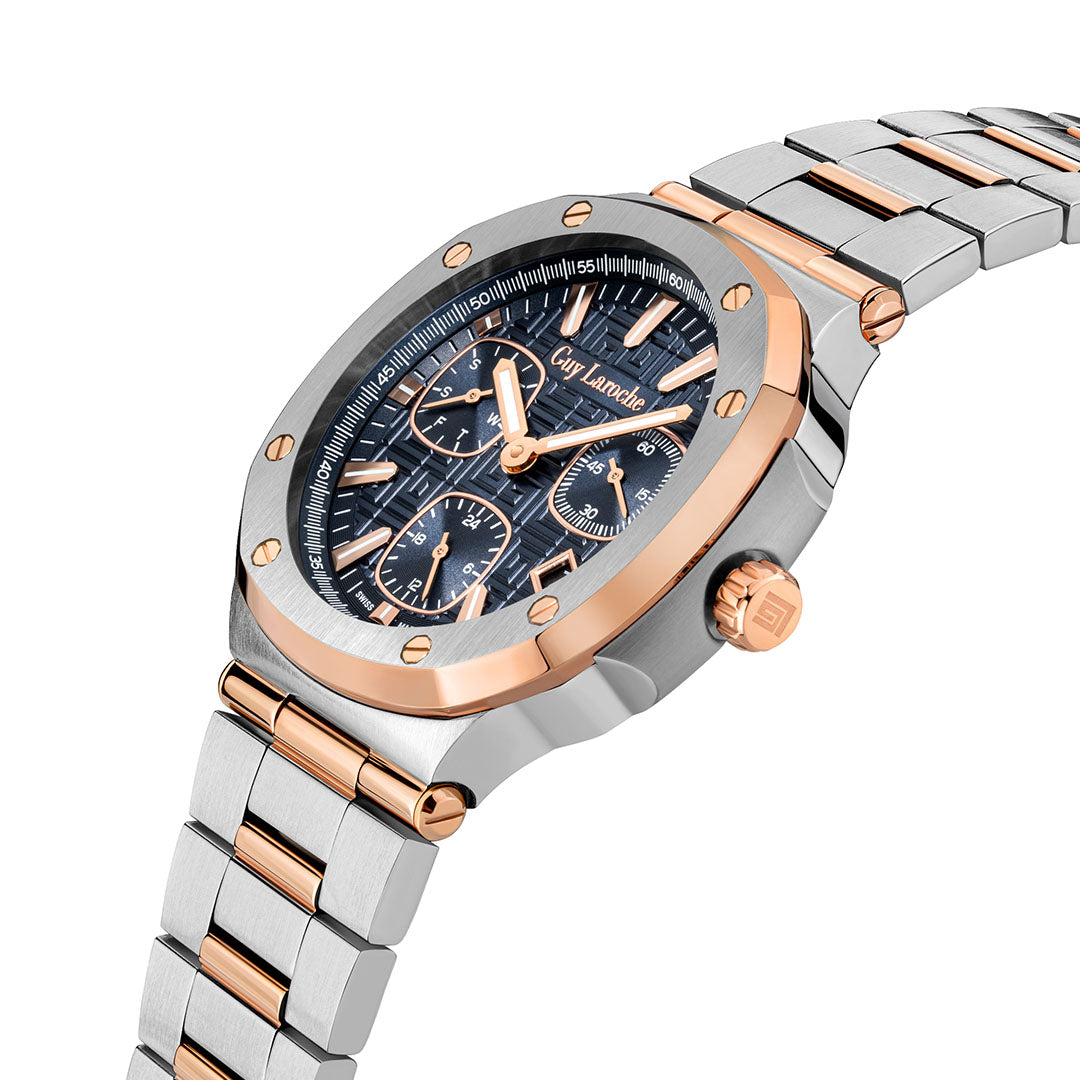 Guy Laroche Charlie Multifunction Blue Round Dial WISS MADE Watch for Men - GLWGG0000309