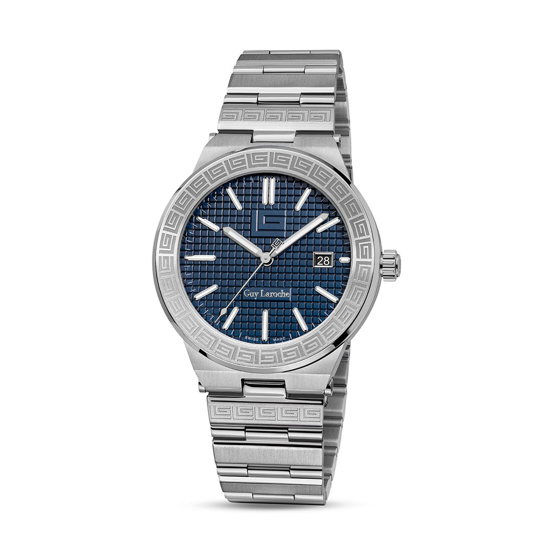 Guy Laroche Sacha 3 Hands Blue Round Dial SWISS MADE Watch for Men - GLWGG0000406