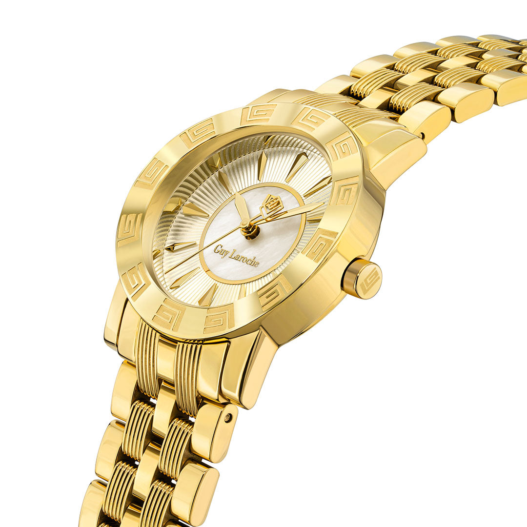 Guy Laroche Alex 3 HandsGold Round Dial SWISS MADE Watch for Women - GLWLG0000124