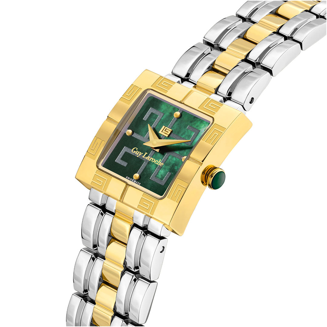 Guy Laroche Camille 2 Hands Square Green Dial MOP SWISS MADE Watch for Women - GLWLG0000211
