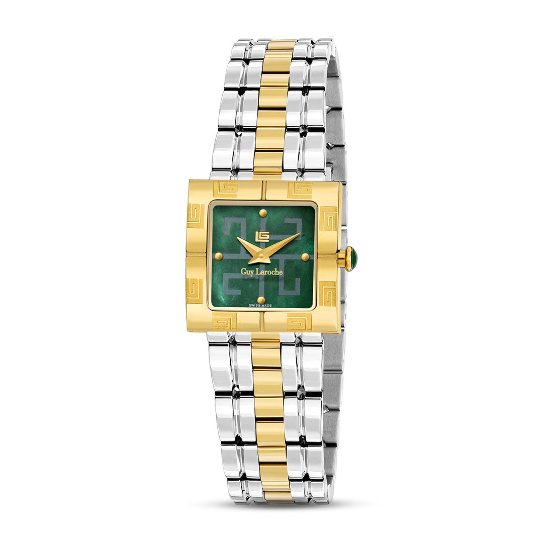 Guy Laroche Camille 2 Hands Square Green Dial MOP SWISS MADE Watch for Women - GLWLG0000211