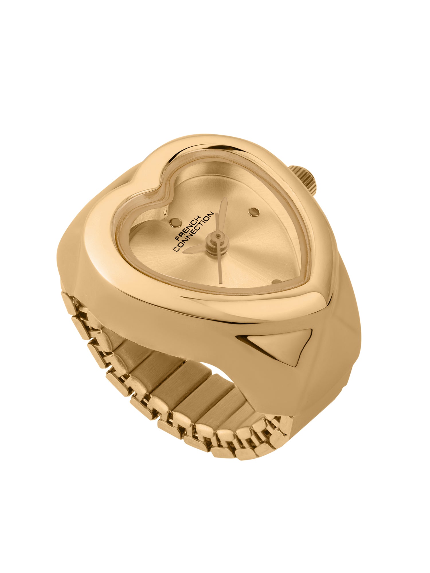 French Connection Women's Sunray Rose Gold Dial Analog Ring Watch FCR04RGM | Rose Gold-Tone Round Case