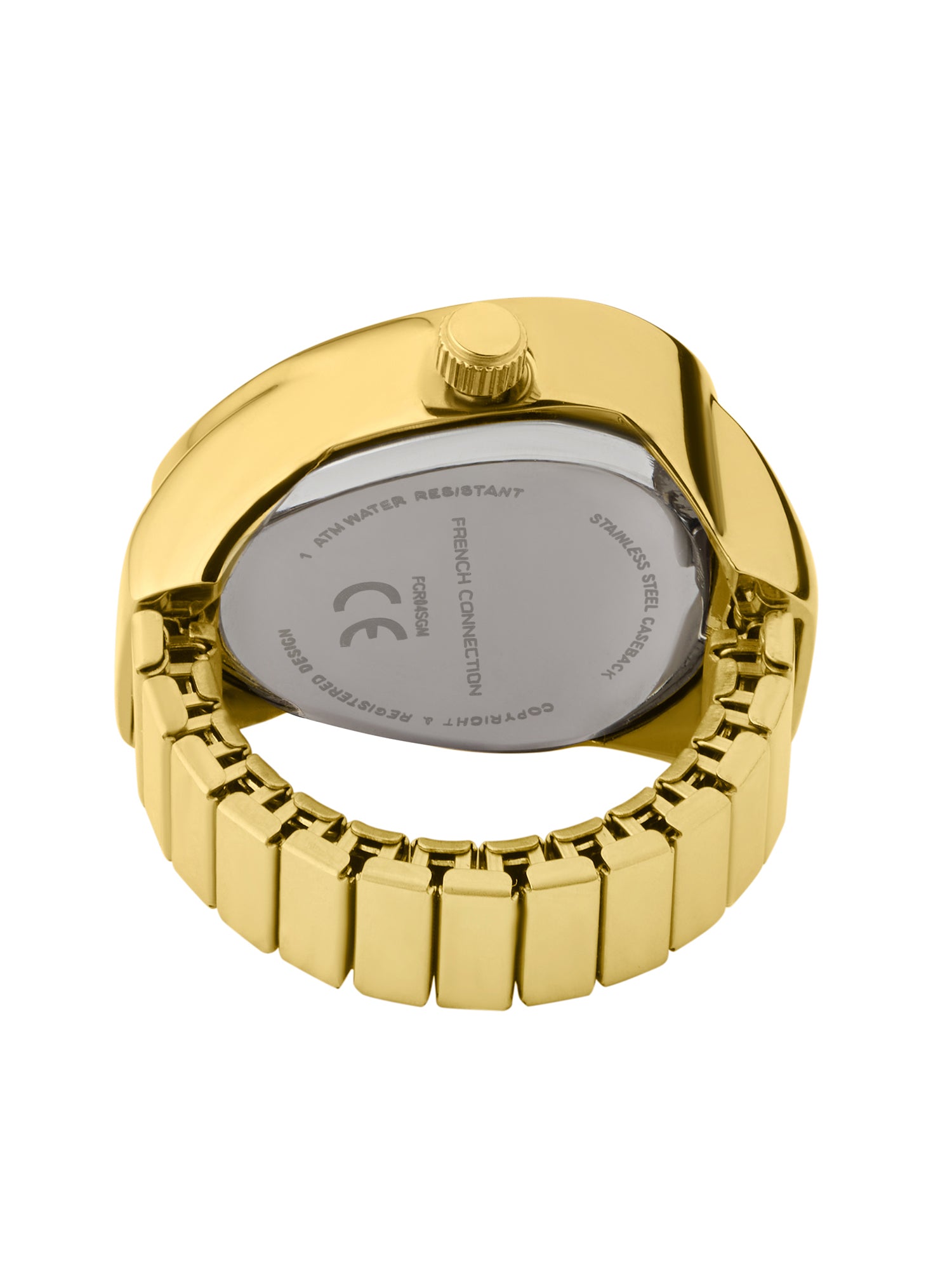 French Connection Women's Sunray Silver Gold Dial Analog Ring Watch FCR04SGM | Two-Tone Round Case