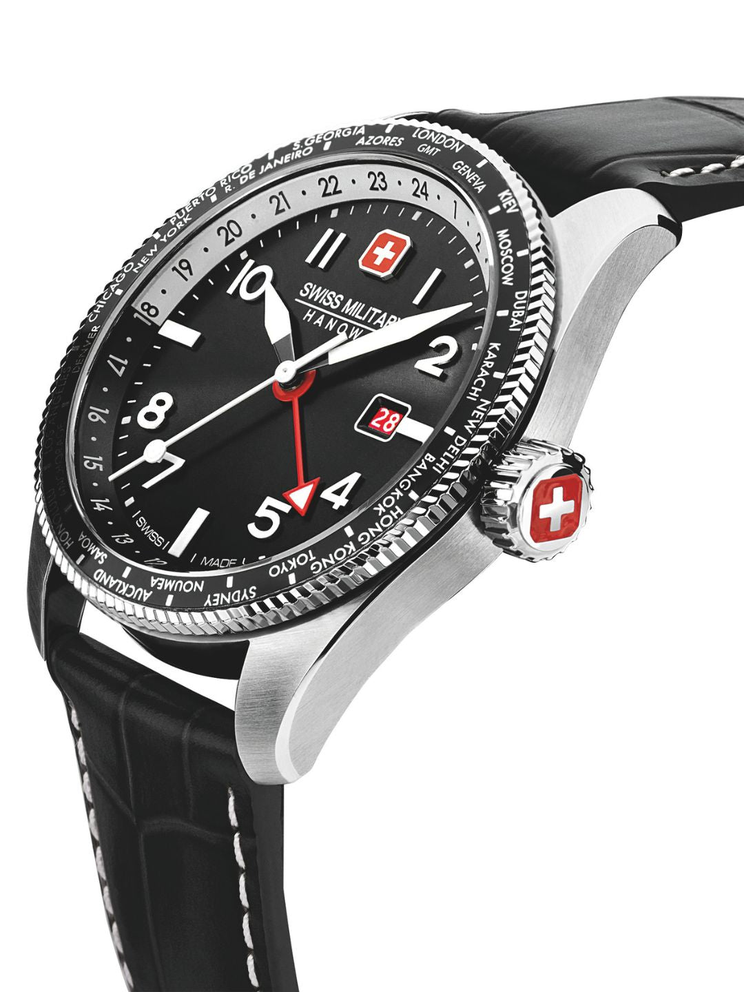 SMWGB0000504 Men's Quartz Watch with Black Dial & Black Genuine Leather Strap