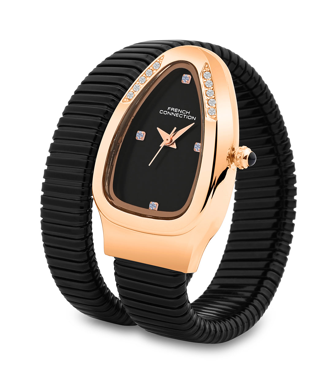 The Mystic Curve 2.0 Women’s Wrap Around Strap Analogue Watch | Black Oval Dial Trendy Watch - FCN0132BM