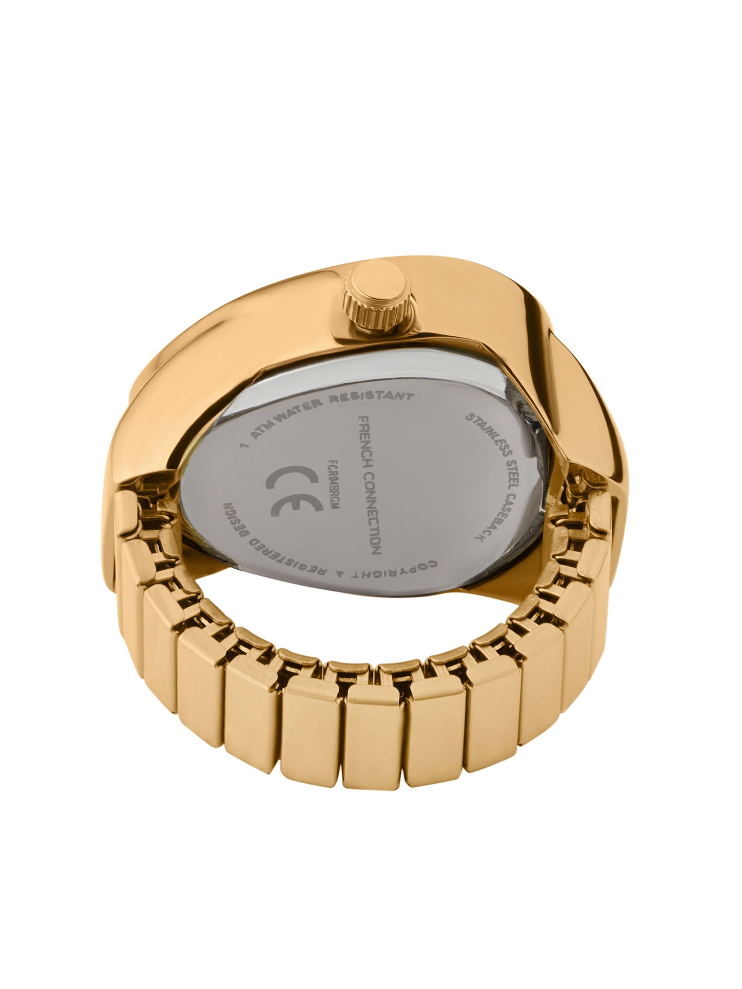 French Connection Women's Sunray Brown Rose Gold Dial Analog Ring Watch FCR04BRGM | Two-Tone Round Case