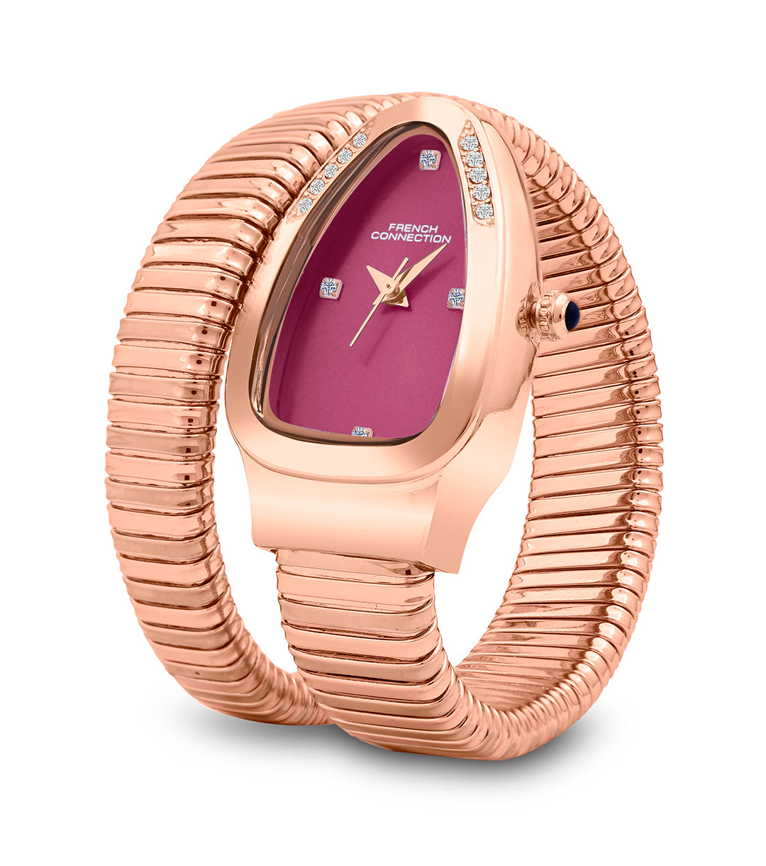 The Mystic Curve 2.0 Women’s Wrap Around Strap Analogue Watch | Rose Gold Embellished Oval Dial Trendy Watch - FCN0132RGM