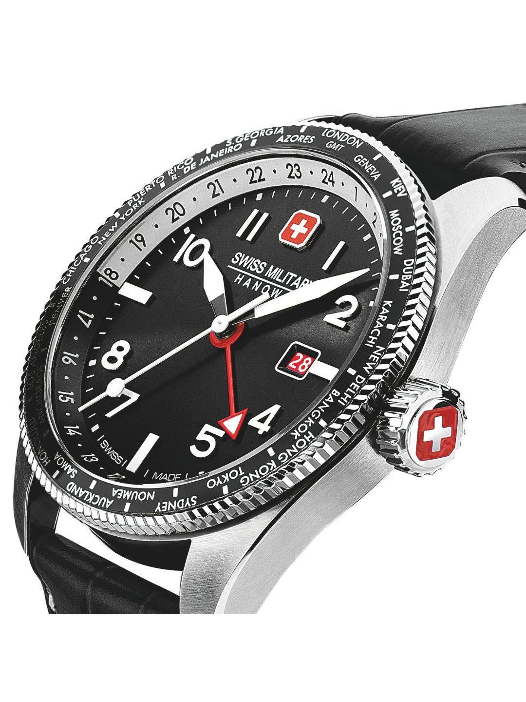 SMWGB0000504 Men's Quartz Watch with Black Dial & Black Genuine Leather Strap