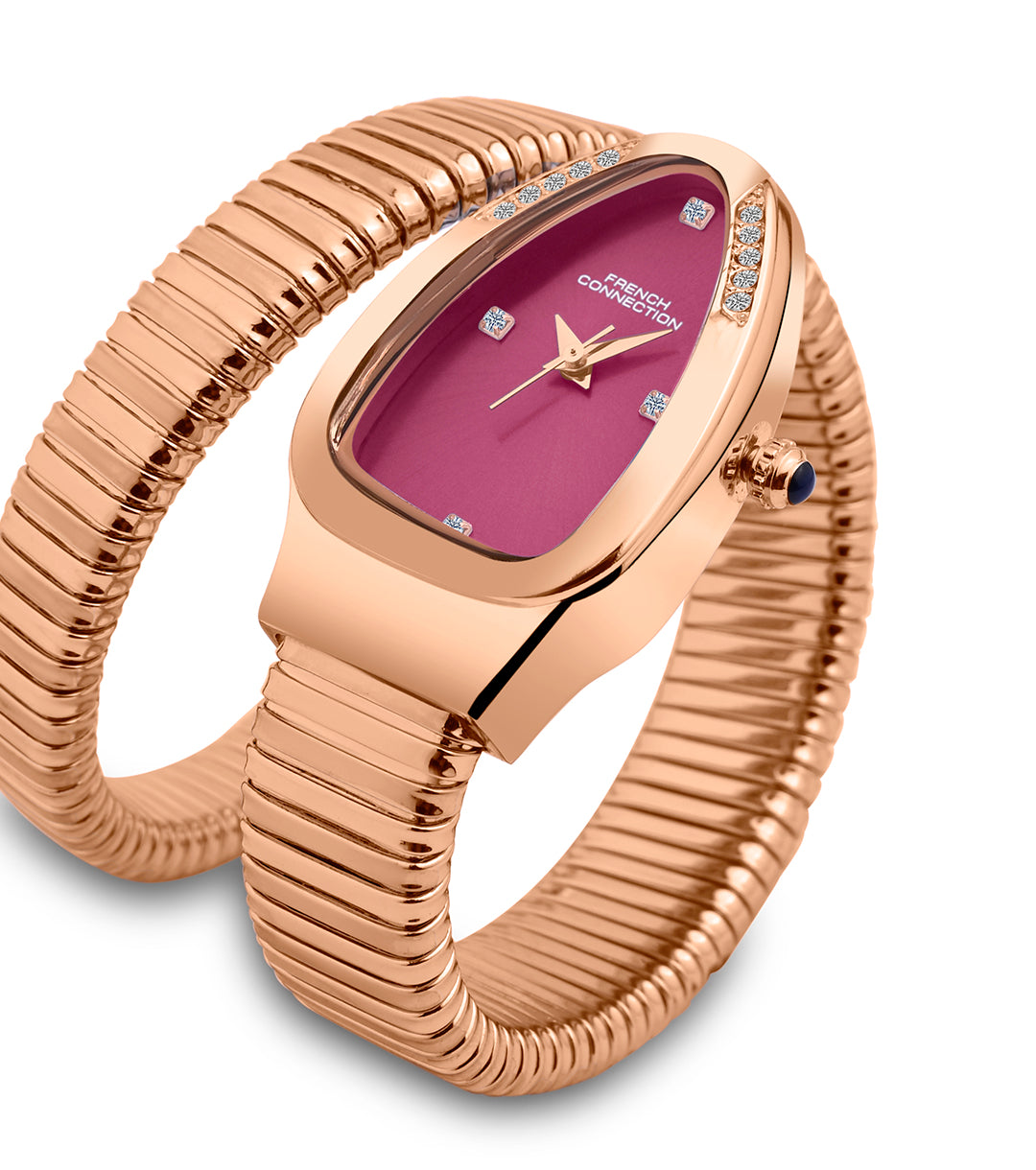 The Mystic Curve 2.0 Women’s Wrap Around Strap Analogue Watch | Rose Gold Embellished Oval Dial Trendy Watch - FCN0132RGM