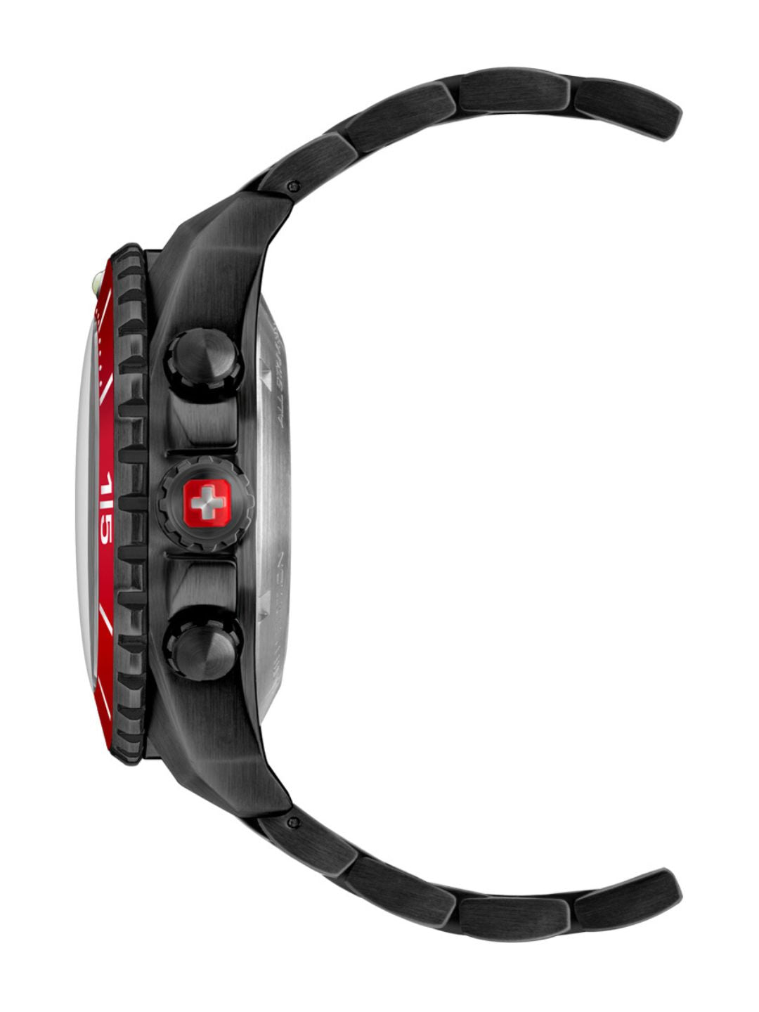 Swiss-Military-Hanowa HANS NOLL Automatic Chronograph Watch with Black Dial & Black Stainless Steel Bracelet for Mens -05-5342.13.007