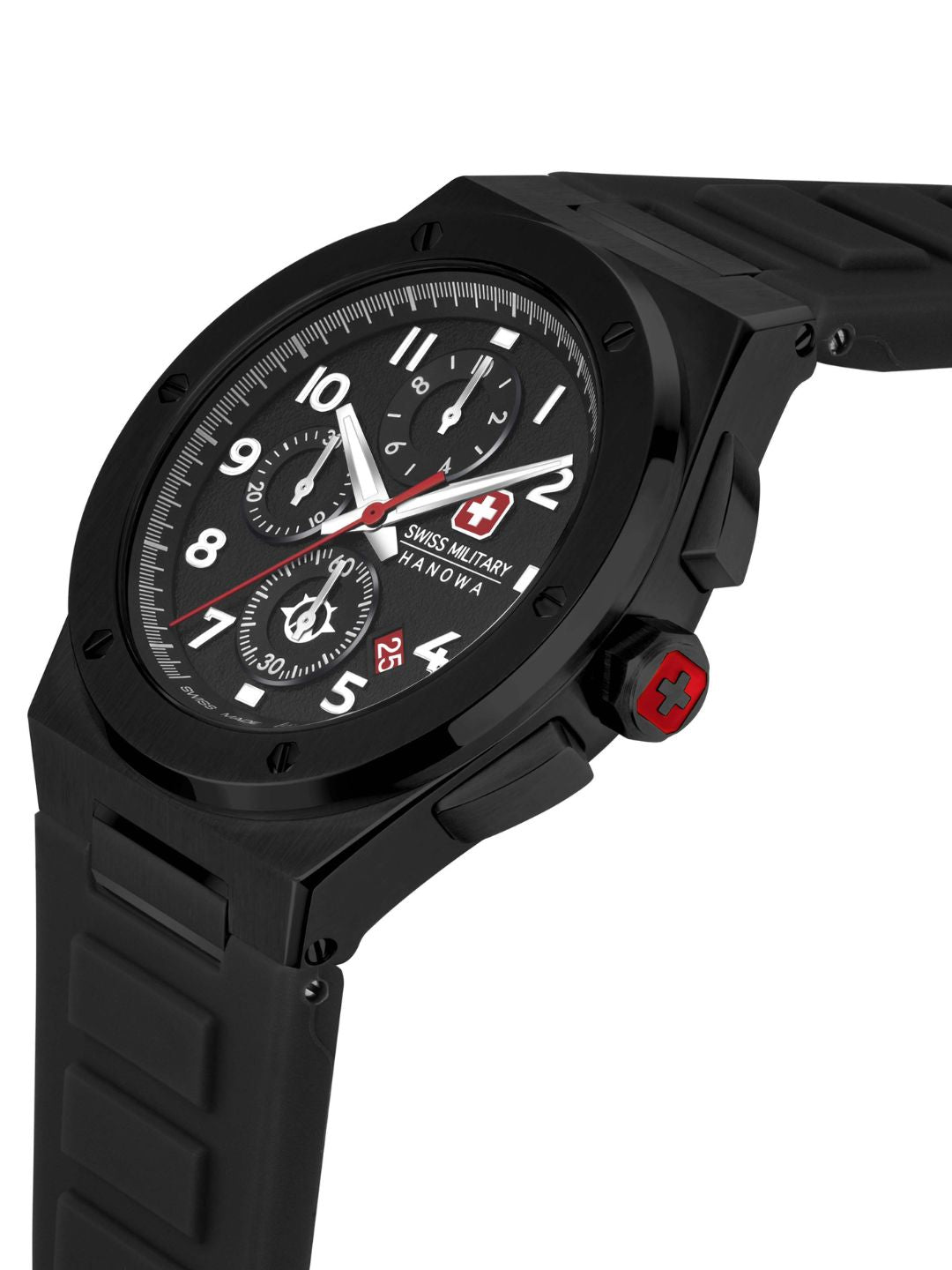 SMWGO2102030 Men's Quartz Chronograph Watch with Black Dial & Black Silicone Strap