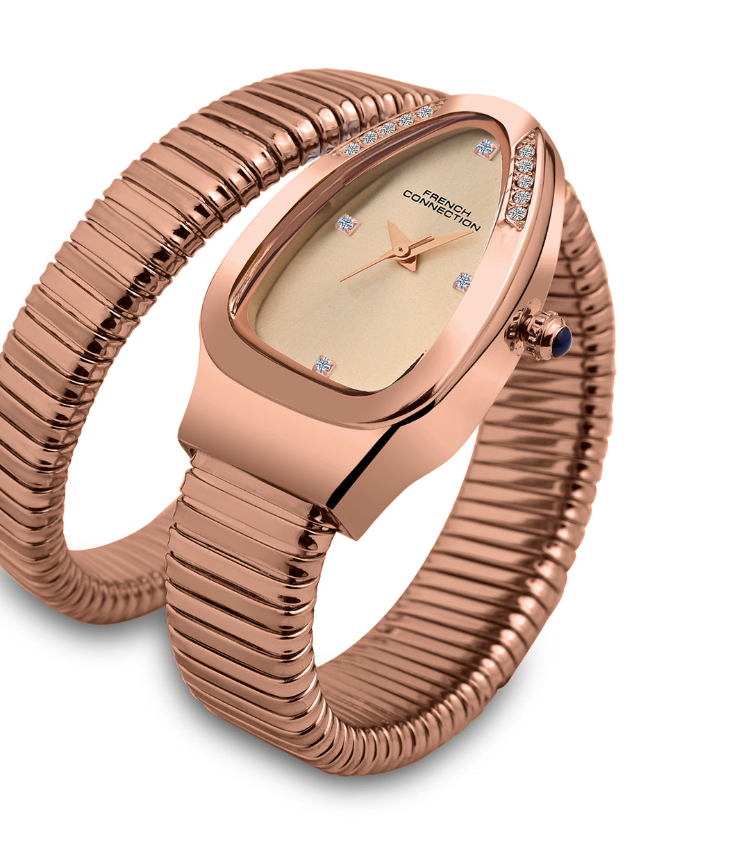 The Mystic Curve 2.0 Women’s Wrap Around Strap Analogue Watch | Rose Oval Dial Trendy Watch - FCN0132BRM