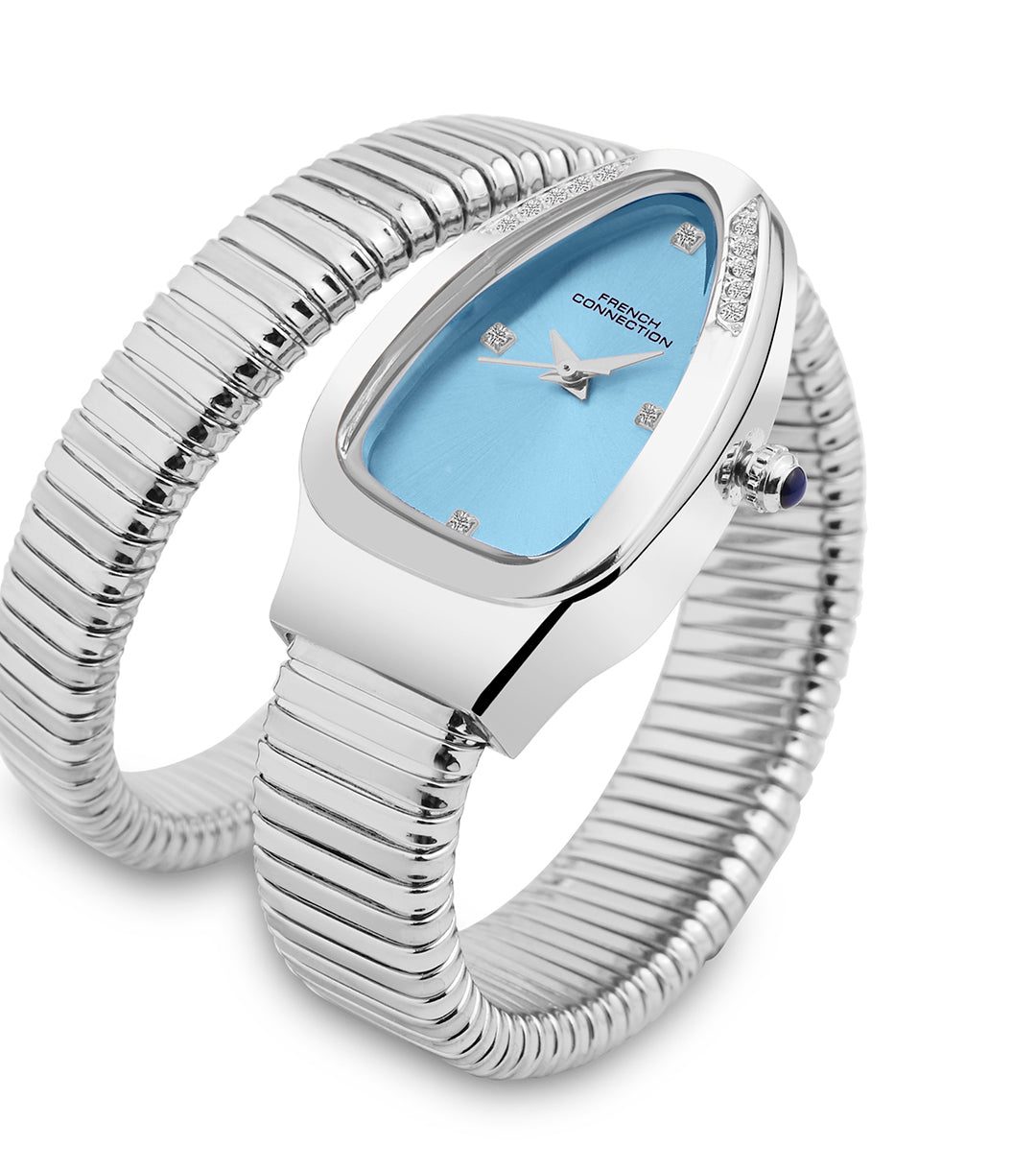 The Mystic Curve 2.0 Women’s Wrap Around Strap Analogue Watch | Sky Blue Patterned Oval Dial Trendy Watch - FCN0132SM