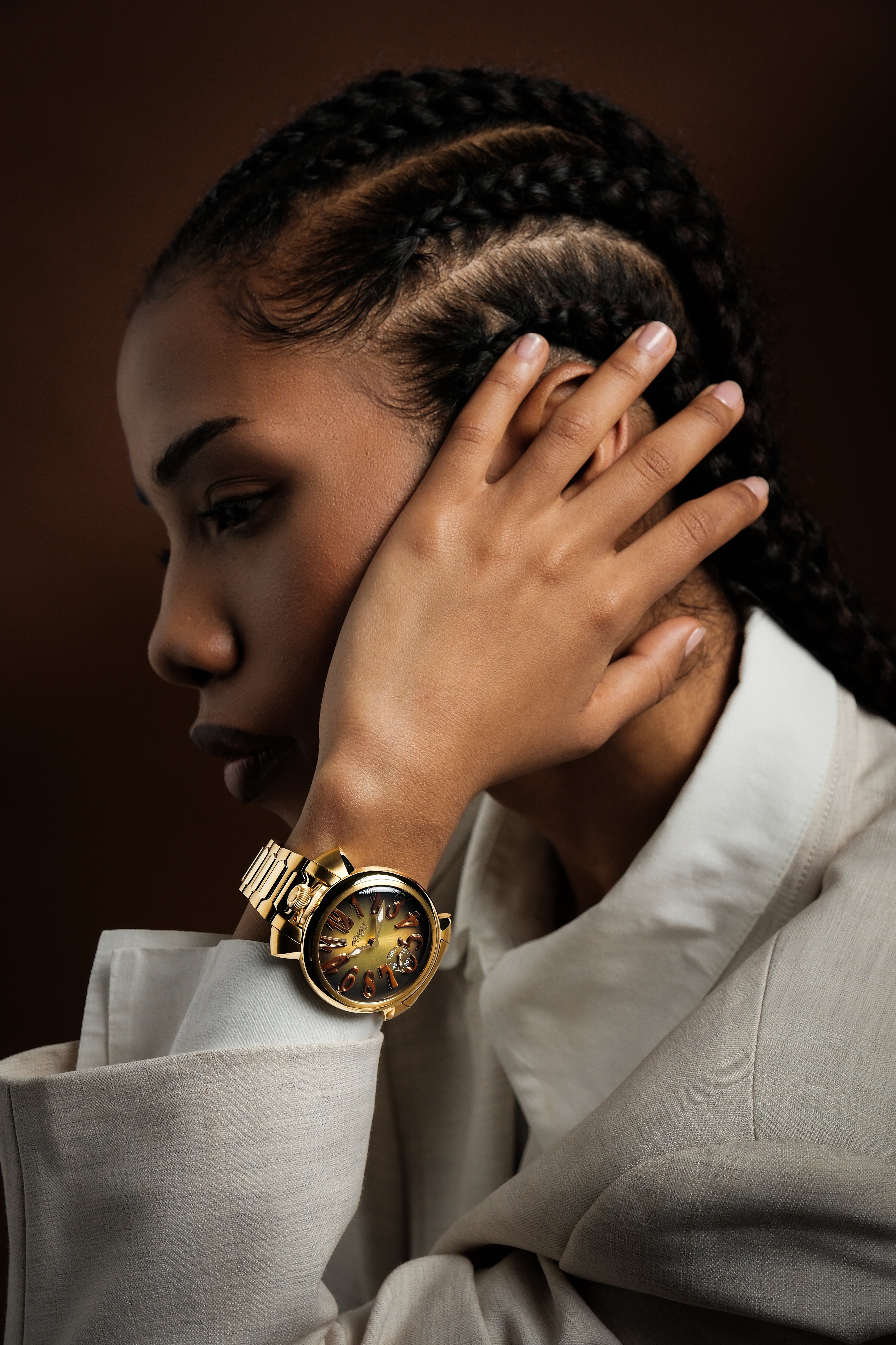 GaGà Milano Watch Manual Winding Mechanical 44mm Yellow Gold Swiss Made watch for Unisex - 4014MN01Y0STSY0