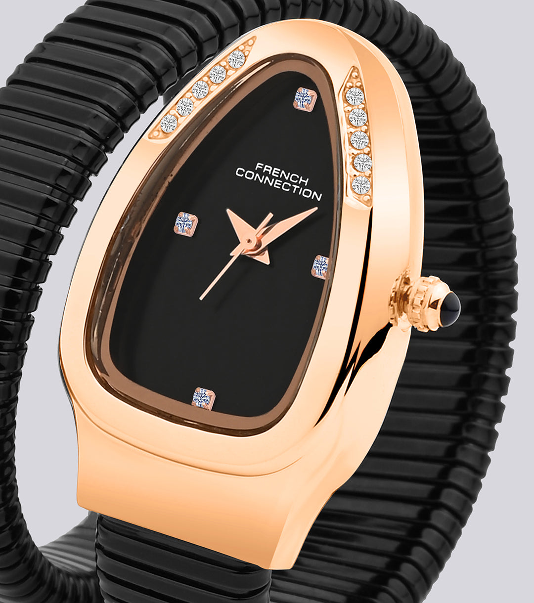 The Mystic Curve 2.0 Women’s Wrap Around Strap Analogue Watch | Black Oval Dial Trendy Watch - FCN0132BM