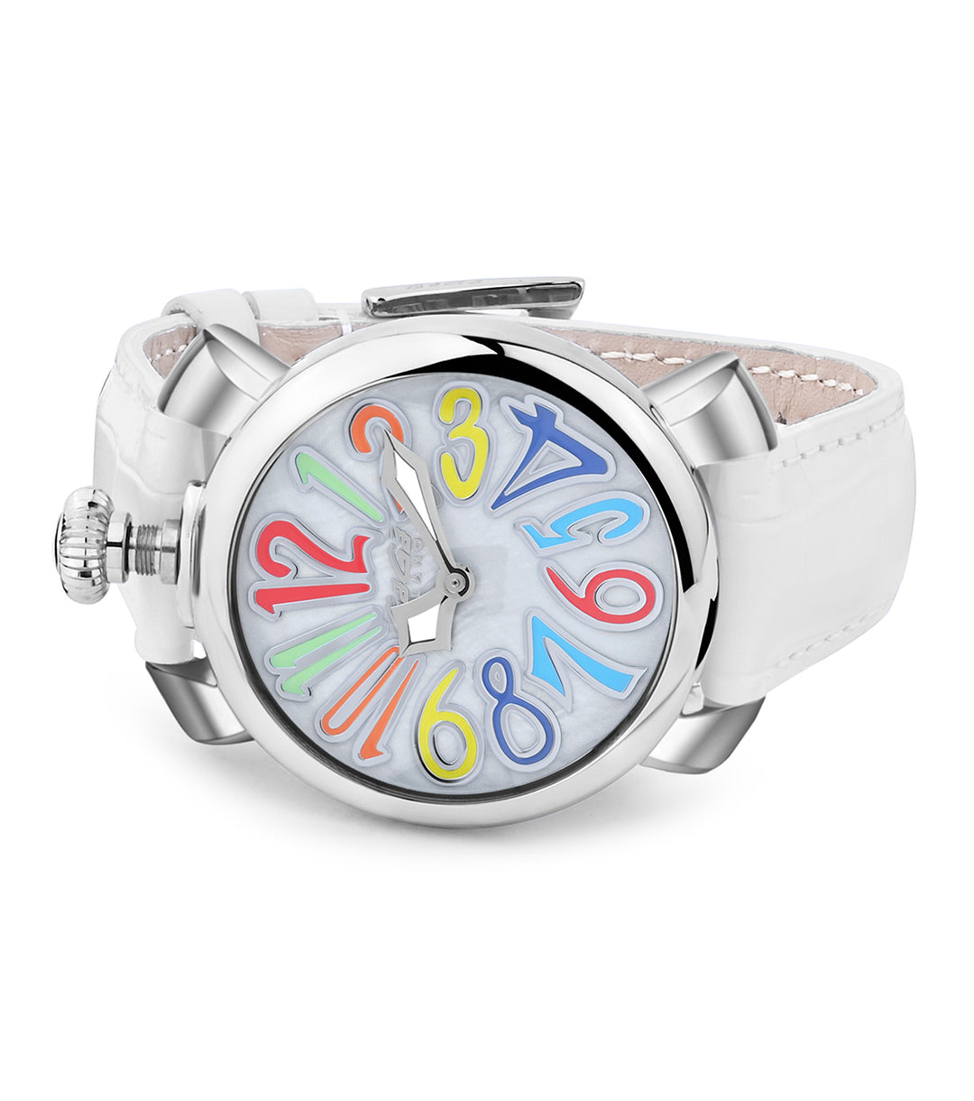 GaGà Milano Manual Winding Mechanical Watch with White Dial - 5010MN01S0LAWH0 Swiss Made watch for men