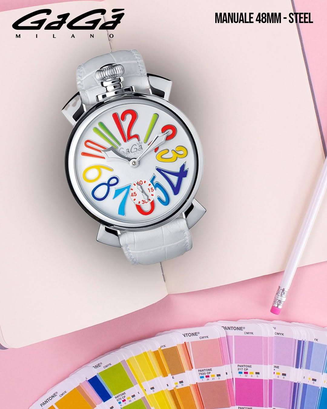 GaGà Milano Manual Winding Mechanical Watch with White Dial - 5010MN01S0LAWH0 Swiss Made watch for men