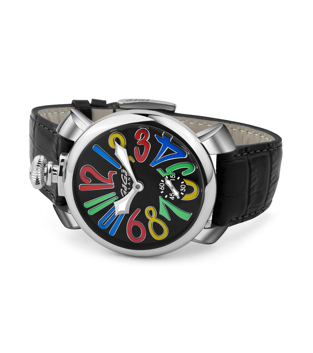 GaGà Milano Multicolor Round Black Dial Manual Winding Mechanical Classic Design Swiss Made watch for Men - 5010MN02S0LABK0