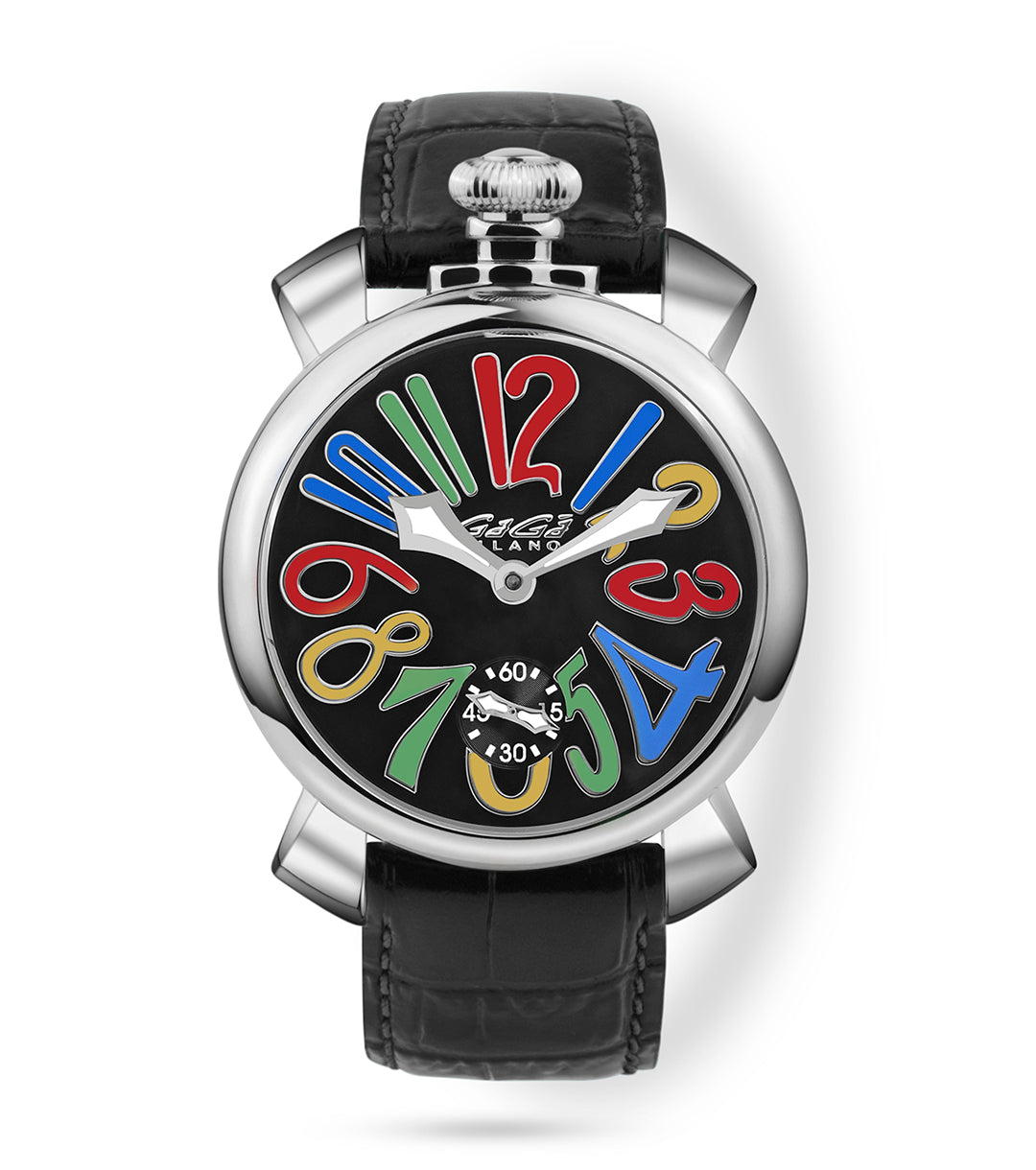 GaGà Milano Multicolor Round Black Dial Manual Winding Mechanical Classic Design Swiss Made watch for Men - 5010MN02S0LABK0