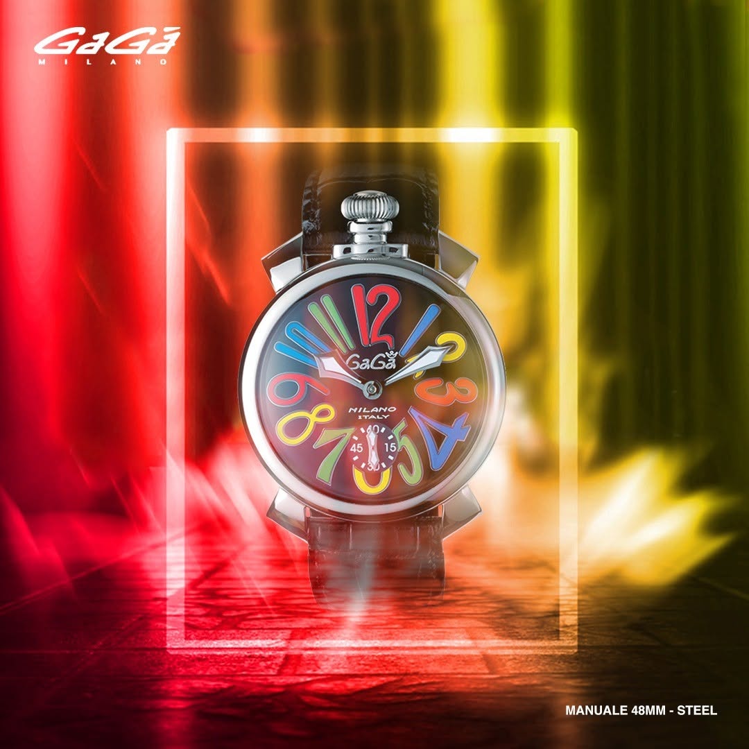 GaGà Milano Multicolor Round Black Dial Manual Winding Mechanical Classic Design Swiss Made watch for Men - 5010MN02S0LABK0