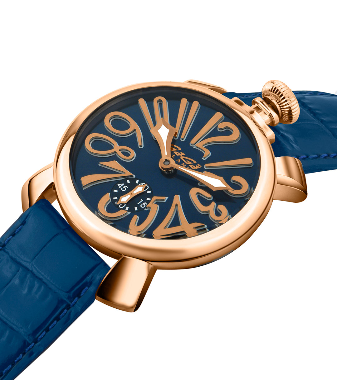 GaGà Milano Blue Round Dial Manual Winding Mechanical Classic Design Swiss Made watch for Men - 5011MN05R0LABL0
