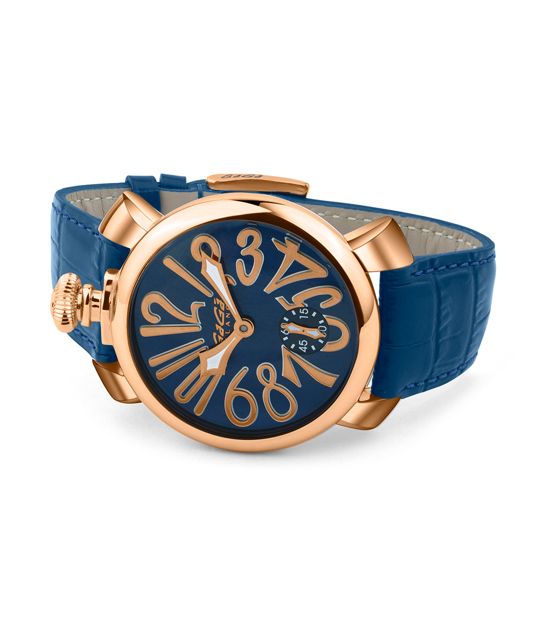 GaGà Milano Blue Round Dial Manual Winding Mechanical Classic Design Swiss Made watch for Men - 5011MN05R0LABL0