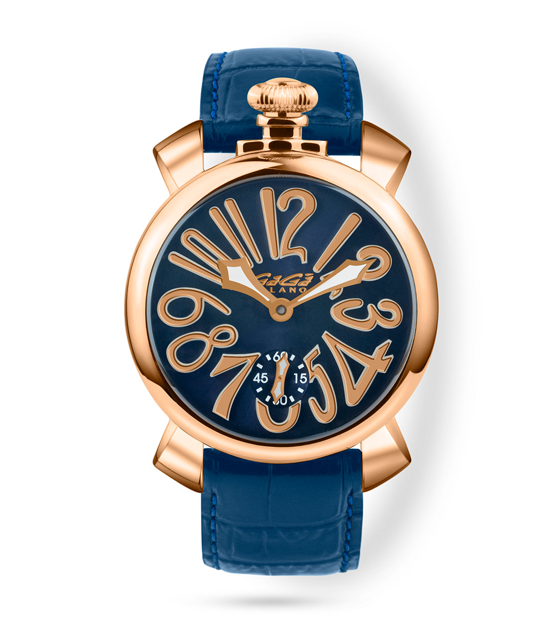 GaGà Milano Blue Round Dial Manual Winding Mechanical Classic Design Swiss Made watch for Men - 5011MN05R0LABL0
