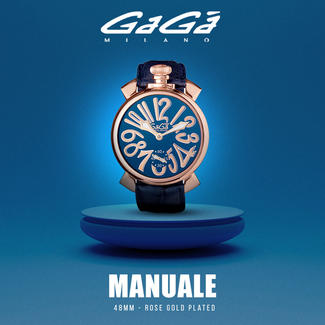 GaGà Milano Blue Round Dial Manual Winding Mechanical Classic Design Swiss Made watch for Men - 5011MN05R0LABL0